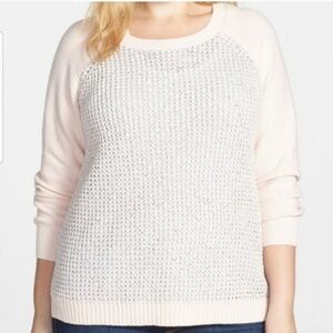 NYDJ plus size Pink sequin and metalic sweater New